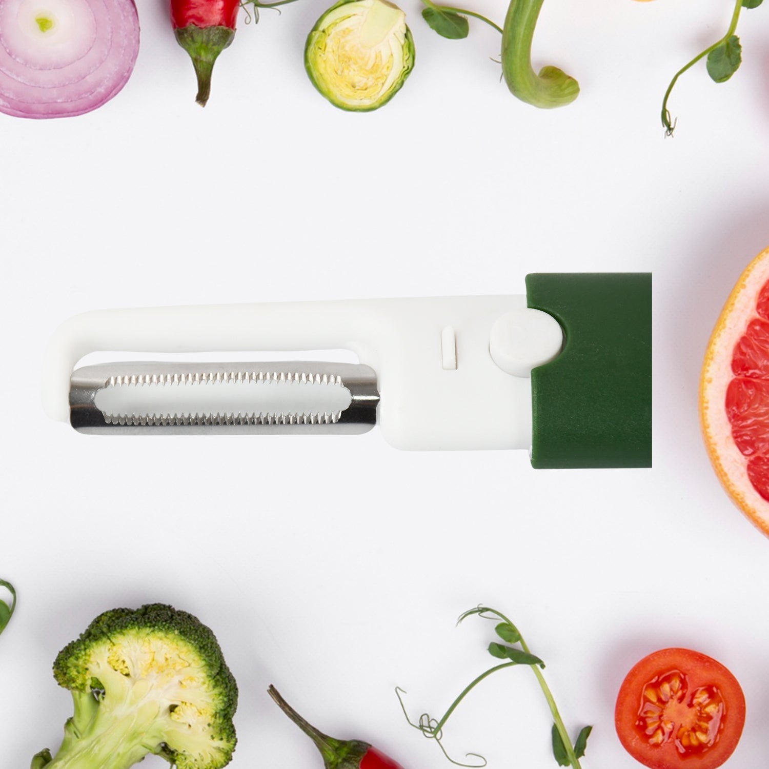 Multifunctional peeler Two in one fruit knife, fruit and vegetable cutting knife+sawtooth peeler, apple, carrot, potato, fruit slice antiskid