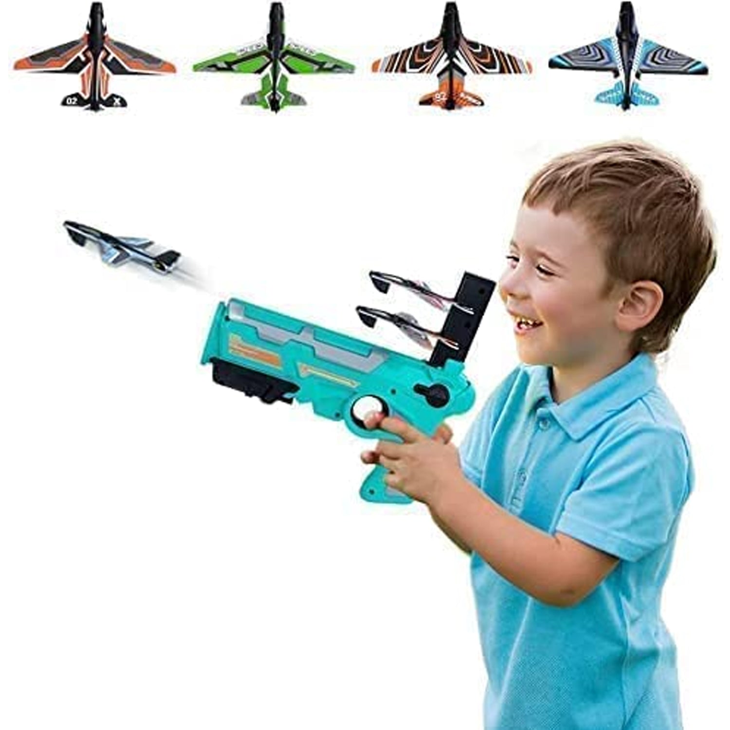 4413A Airplane Launcher Gun Toy with Foam Glider Planes, Outdoor Games for Children, Best Aeroplane Toys for Kids, Air Battle Gun Toys  ( 5 Plane Include ) 