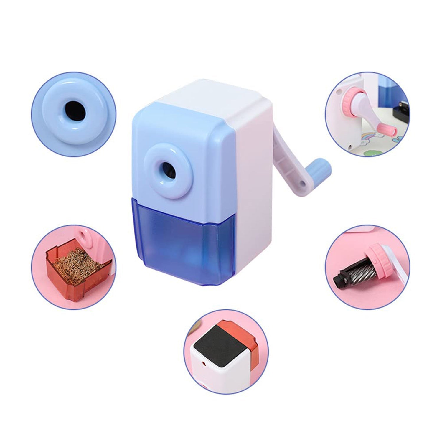 Pen Pencil Sharpener | Simple Student Office Pencil Sharpener | Fashionable and Convenient Non-Slip Base Pencil Sharpener，Lightweight Manual Sharpener, Non-Slip Handle (1 Pc)