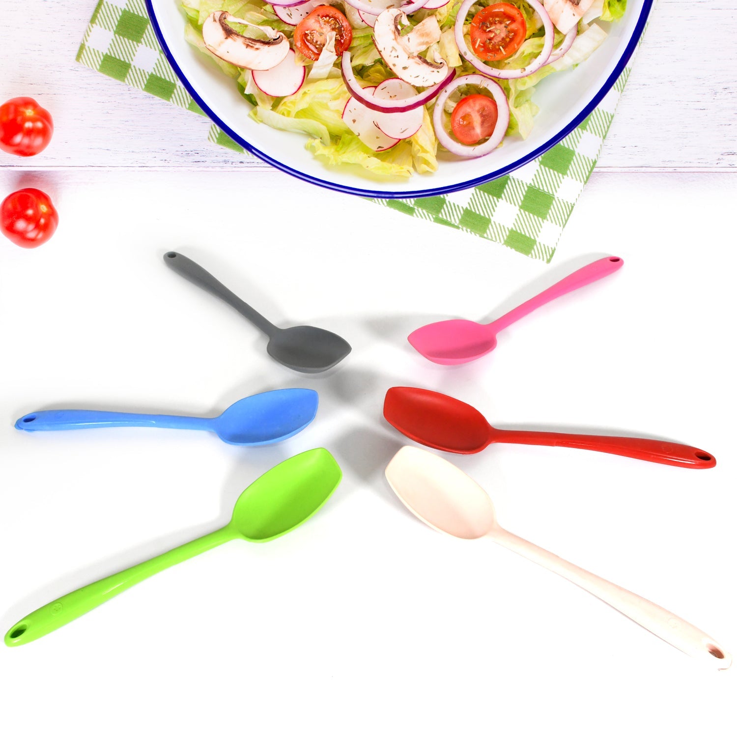 Multipurpose Silicone Spoon, Silicone Basting Spoon Non-Stick Kitchen Utensils Household Gadgets Heat-Resistant Non Stick Spoons Kitchen Cookware Items For Cooking and Baking (6 Pcs Set)