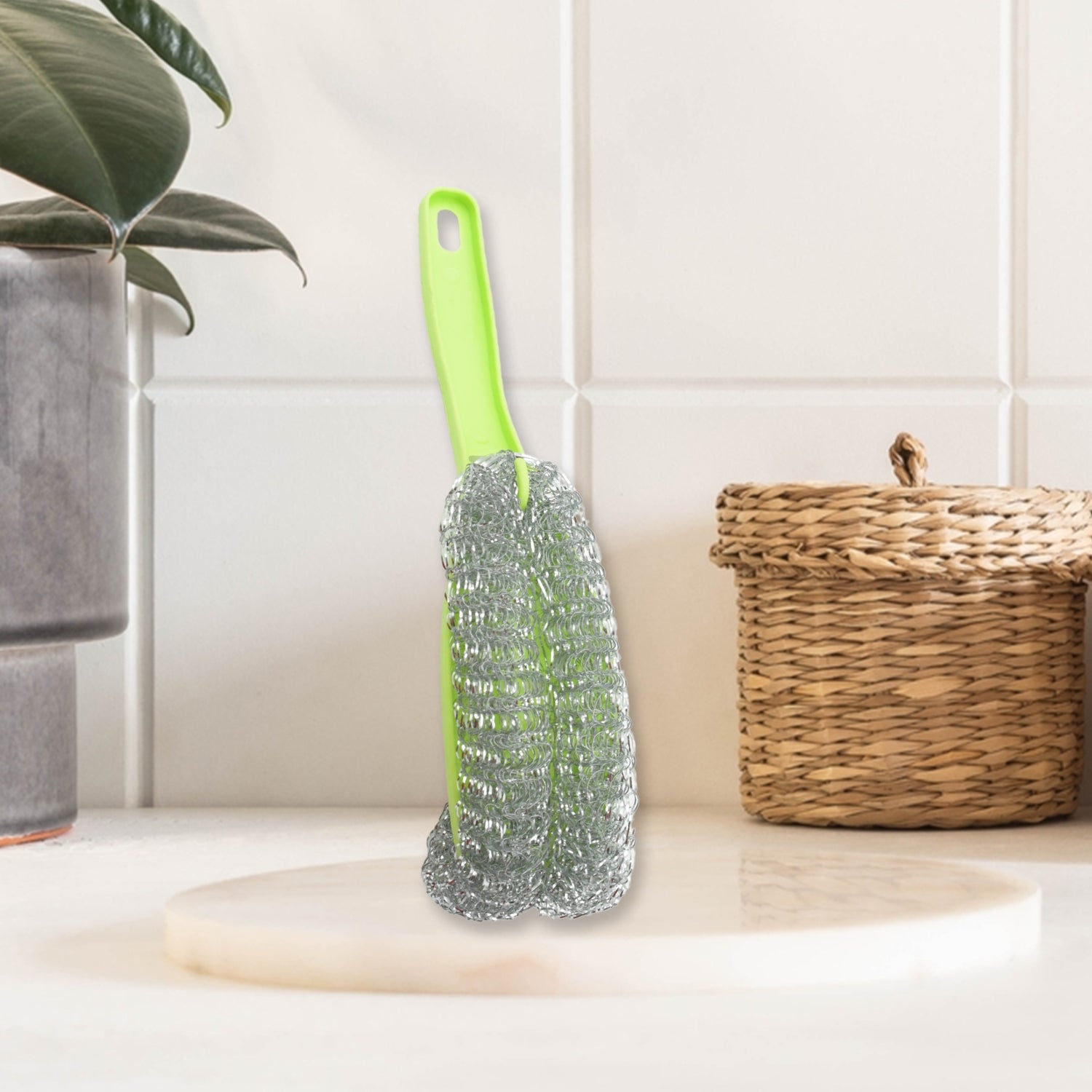 Wire Kitchen Washing Brush, Plastic Small Brush, Cleaning Brush, Bend Handle Pot Washing Brush (2 Pc)