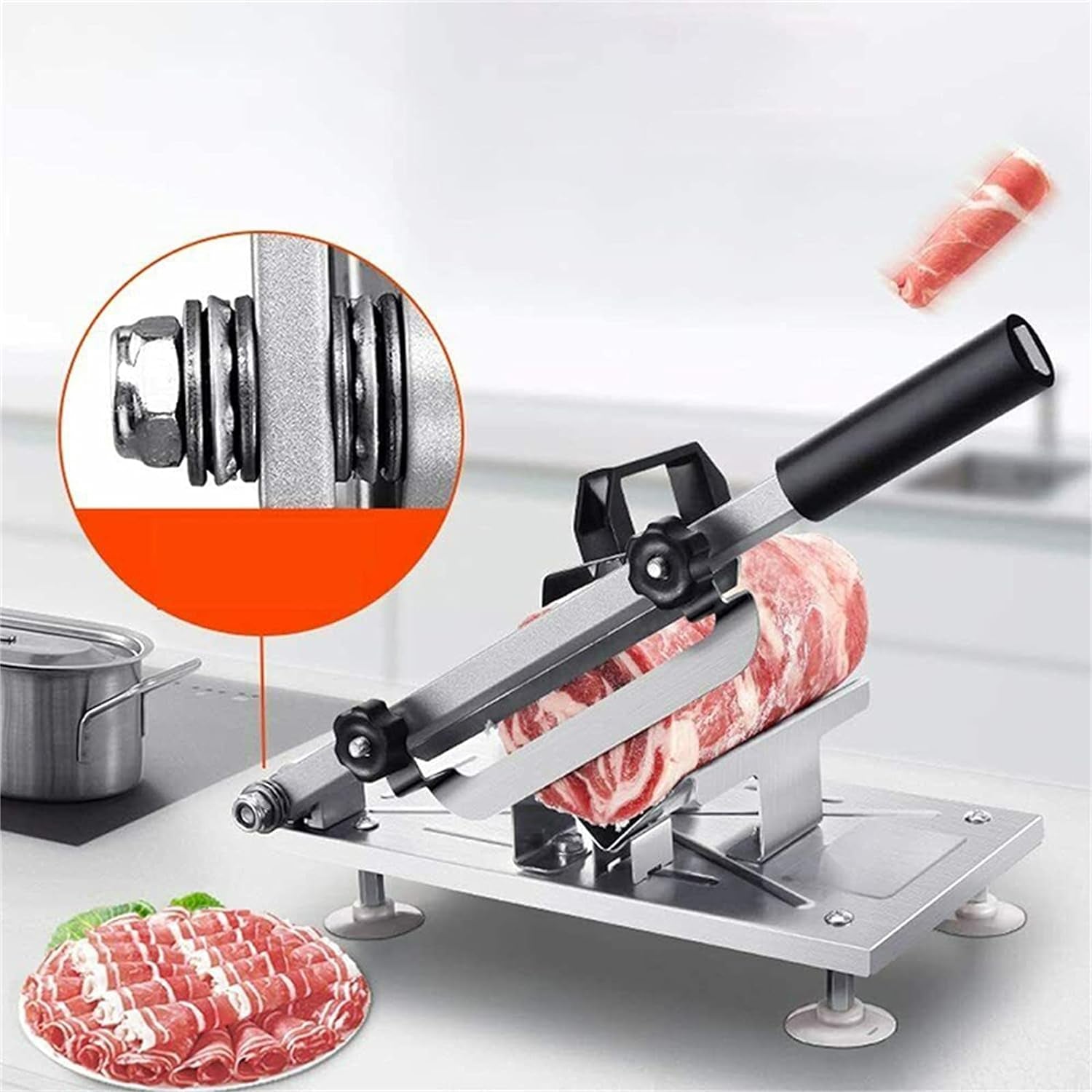 Meat Slicer Beef Slicing Machine Mutton Cutter Stainless Steel | Alloy Steel Blade Stainless Steel Body Anti-Rust Labor-Saving Washable for Beef, Vegetables, Fruits