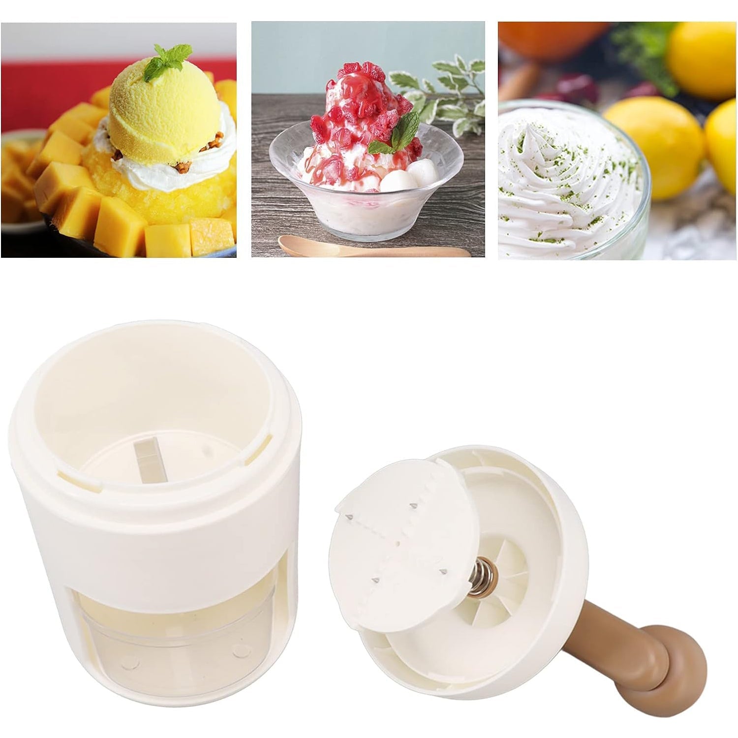 Portable Gola Maker Ice Crusher and Shaved Ice Machine, Hand Shaved Ice Machine Manual Fruit Smoothie Machine Mini Household Ice Shaver Small Ice Crusher