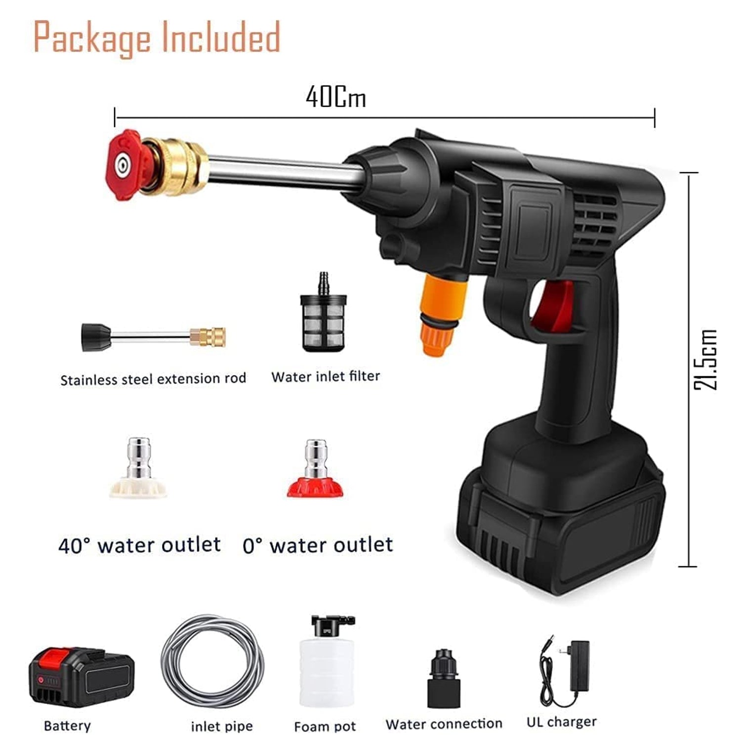 48V Car washing Kit, Portable Pressure Washer with, Rechargeable | Cordless Pressure Washer Gun | Handheld Pressure Washer for Car | Car Washer Gun (Type 1- Single Battery)