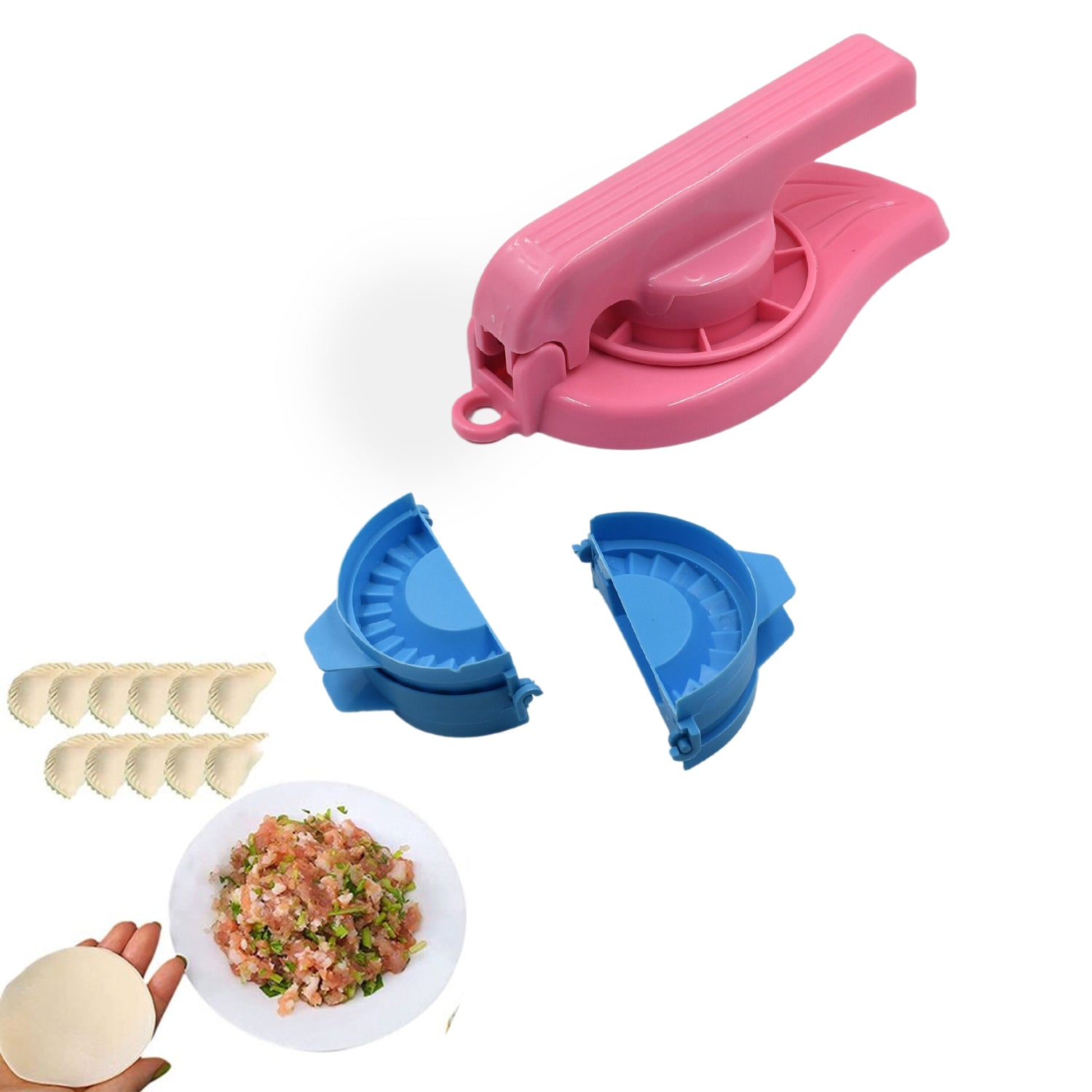 Puri Press & Dough Press Set Dumpling Dough Press Pastry Maker Mould Mold & Puri Press Maker High Quality Kitchen Product Use For Gujiya Making     ( 3 Pcs Set )