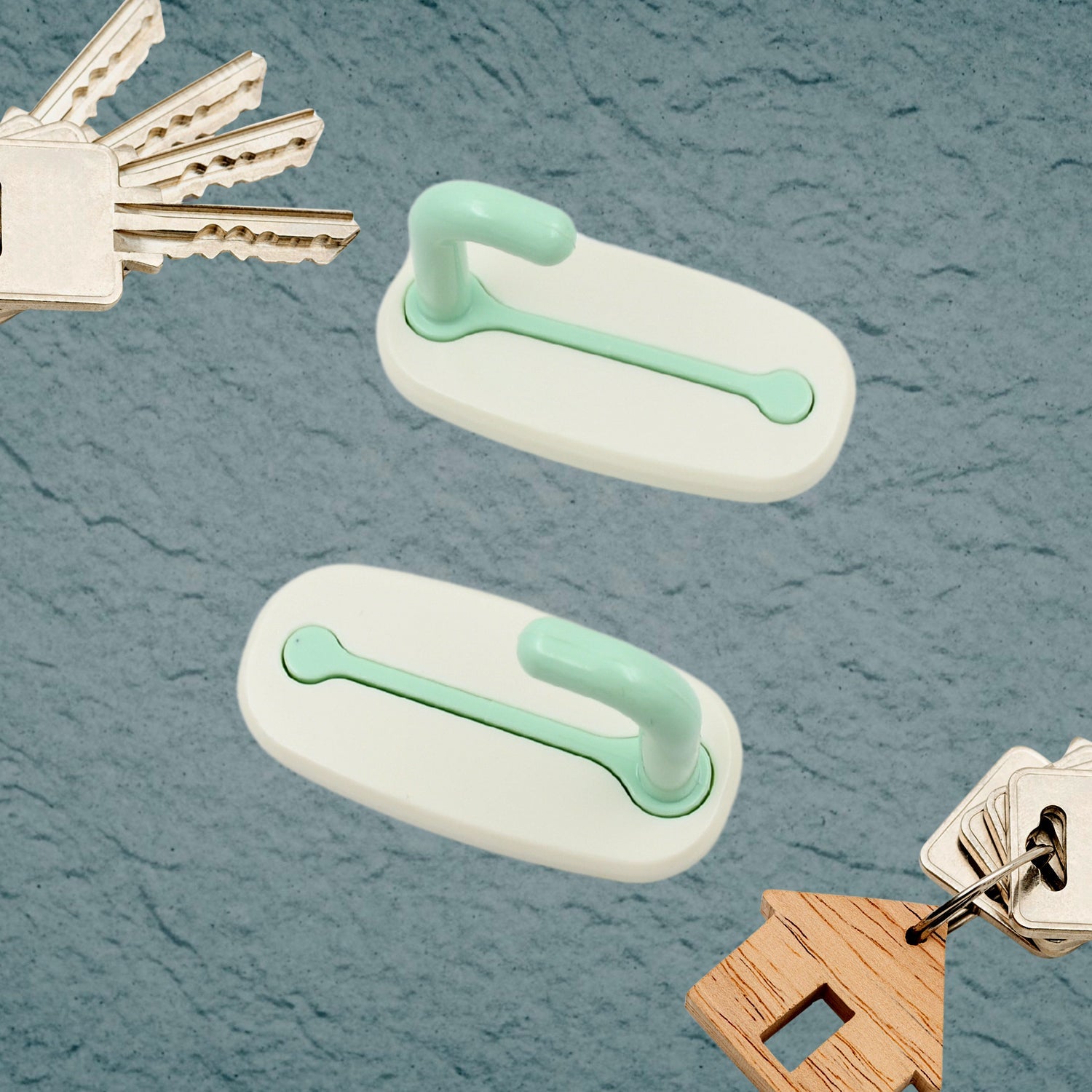 Fancy Self Adhesive Printed Waterproof Adhesive Strong Wall Hook (2pc)