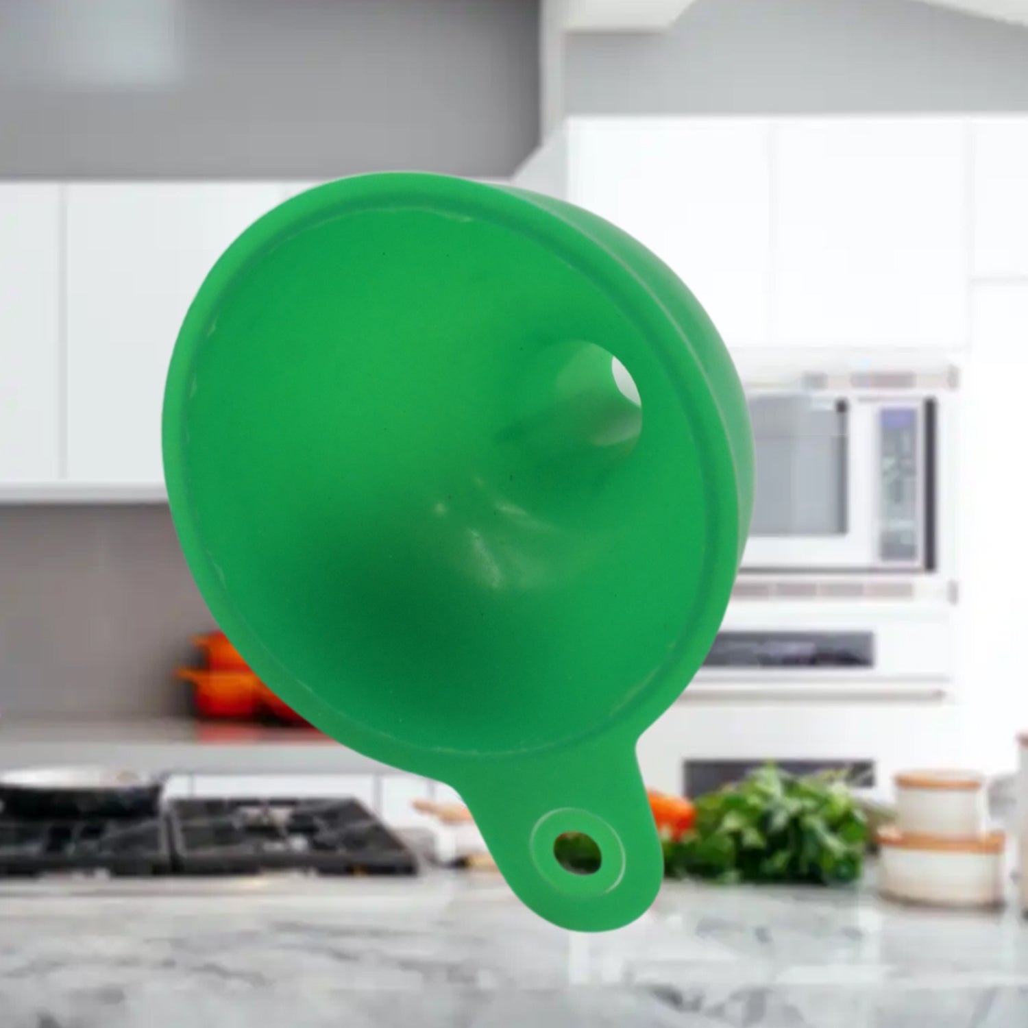 Silicone Funnel For Pouring Oil, Sauce, Water, Juice And Small Food-Grains (1 Pc Green)