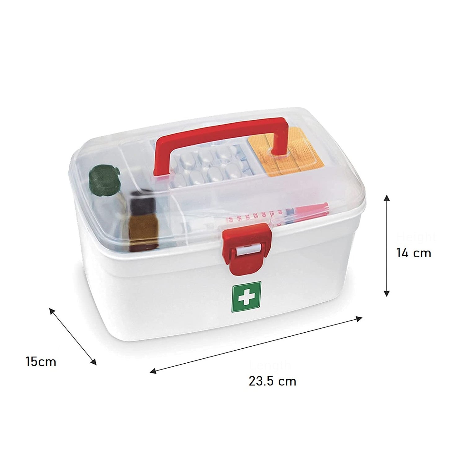 6412 Medical Box, 1 Piece,Indoor Outdoor Medical Utility,Medicine Storage Box,,Detachable Tray Medical Box Multi Purpose Regular Medicine, First Aid Box with Handle, 