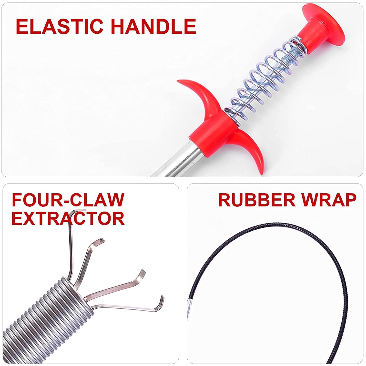 Drain Block Remover (90cm): Cleaning Tool for Pipes, Clogged Drains