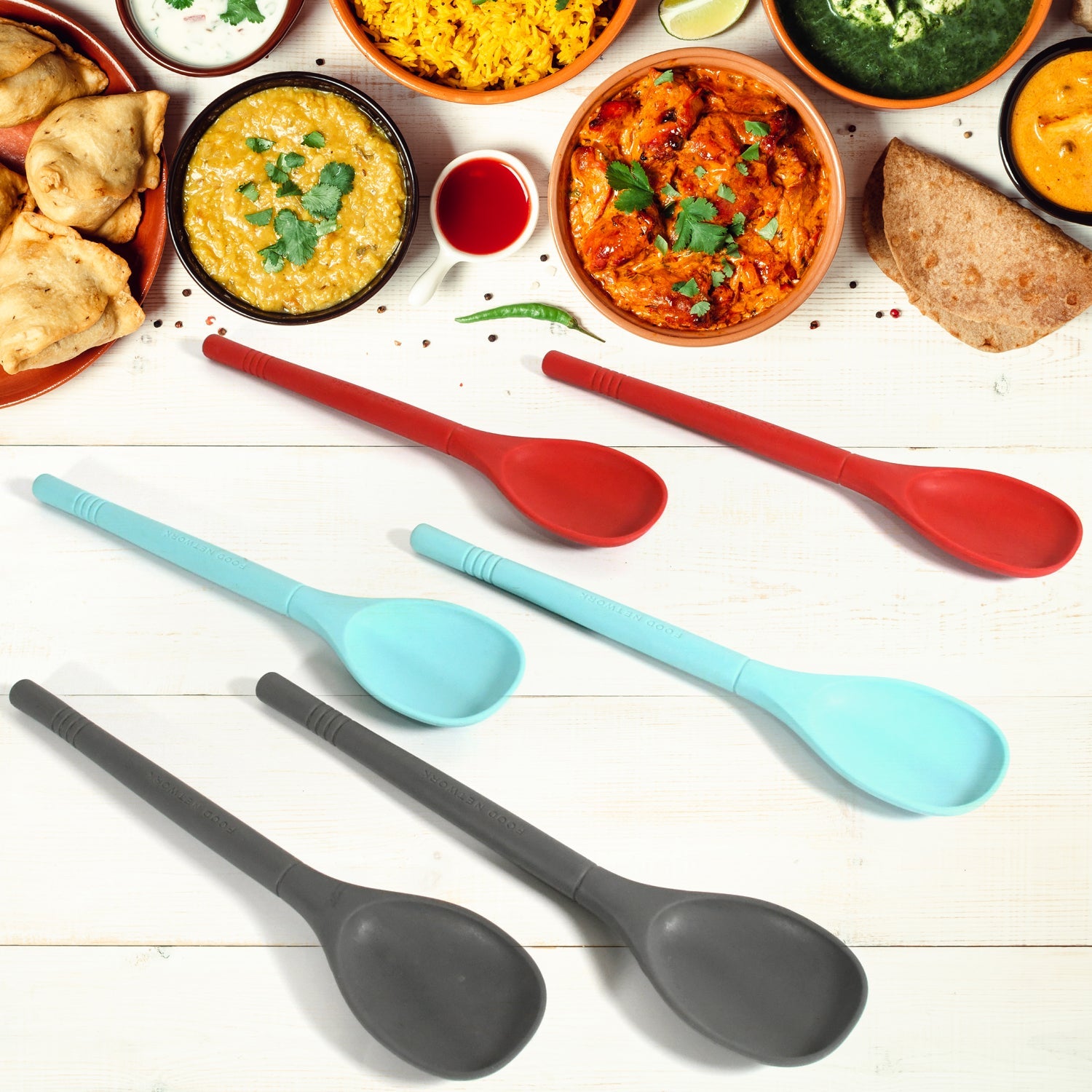 MULTIPURPOSE SILICONE SPOON, SILICONE BASTING SPOON NON-STICK KITCHEN UTENSILS HOUSEHOLD GADGETS HEAT-RESISTANT NON STICK SPOONS KITCHEN COOKWARE ITEMS FOR COOKING AND BAKING (6 Pc Set)