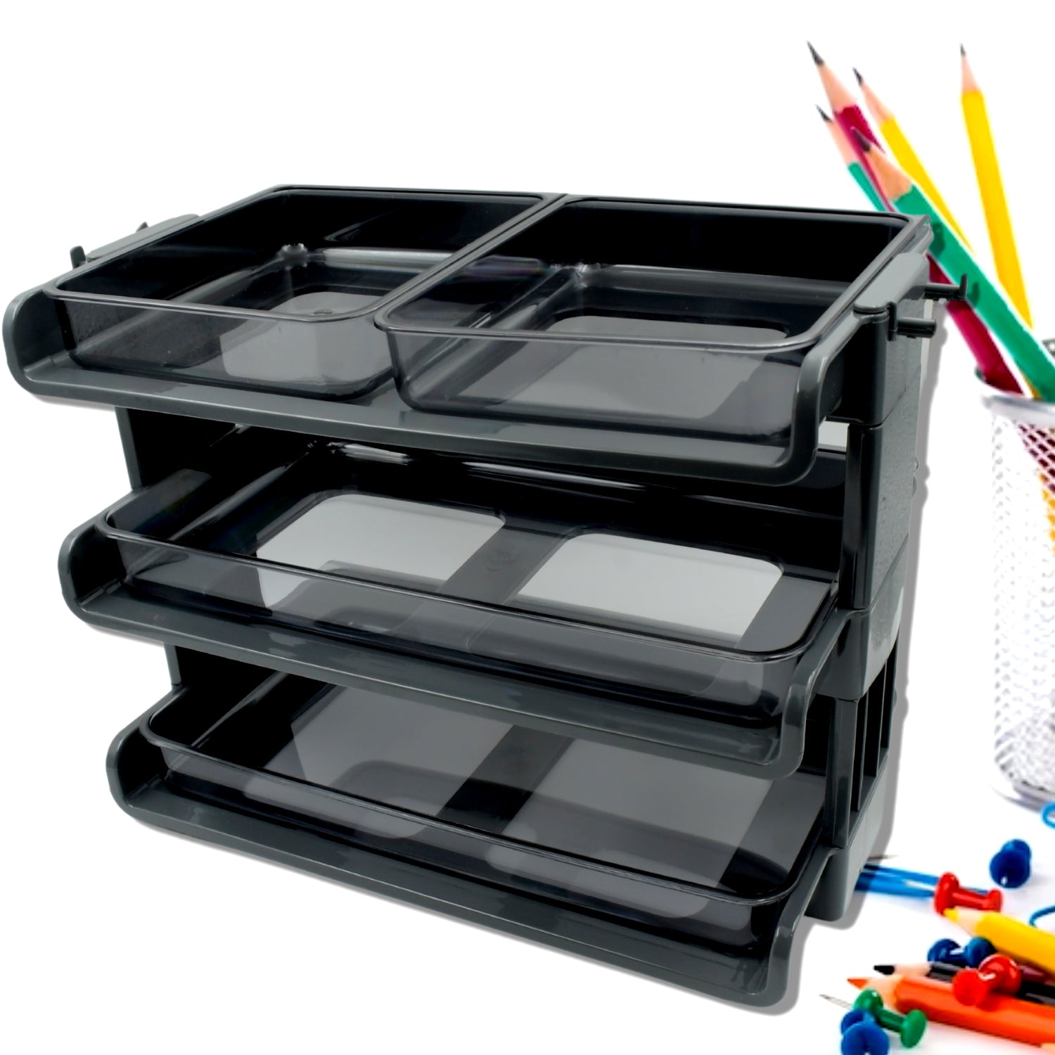 Plastic 3 Layer Storage used in all kinds of household and official places for storing of various types of stuffs and items, Desktop File Storage Rack, Office Data File Rack Drawer Type Classification Cabinet Desktop File Holder Organizer for Office