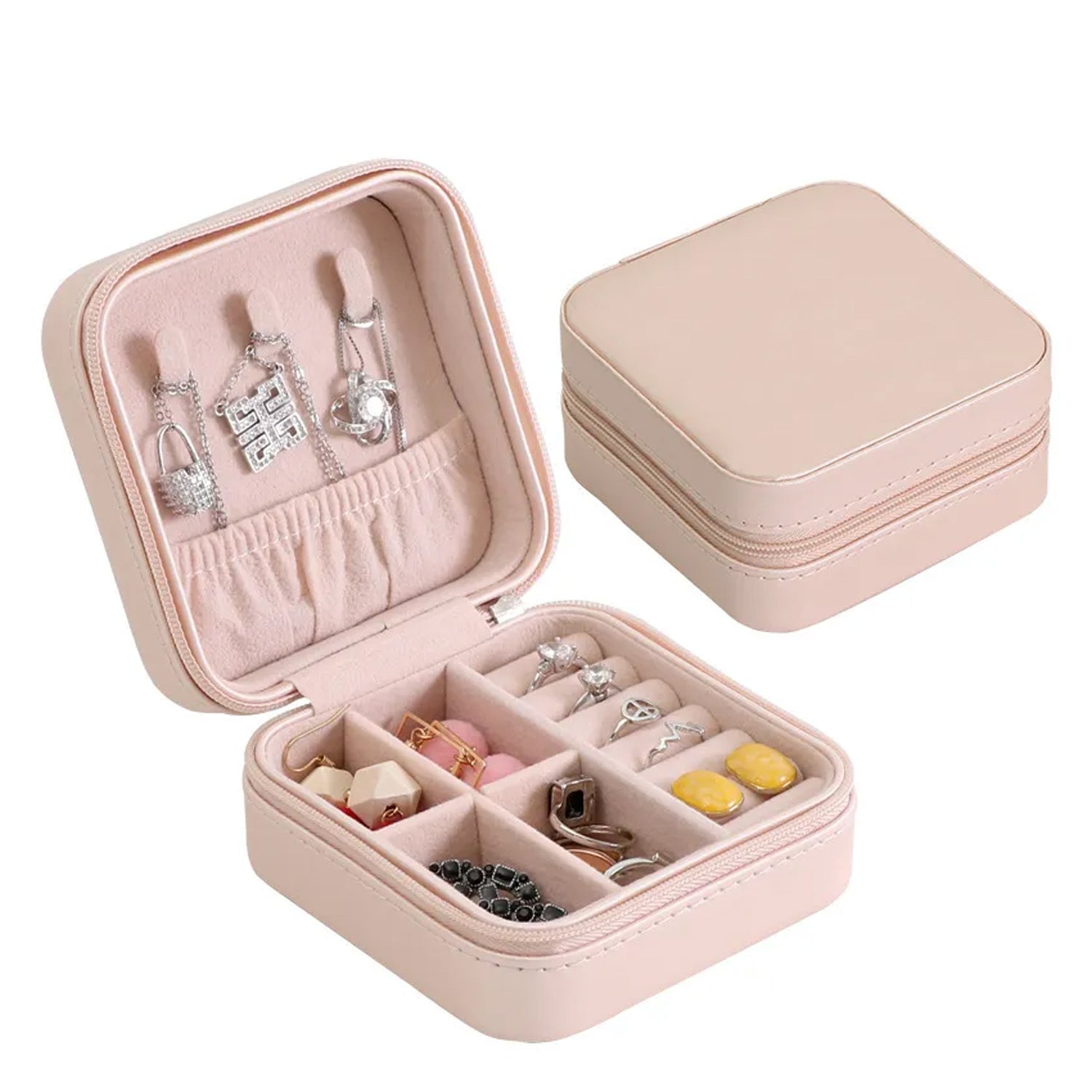 Jewellery Box for Women, Mini Portable Jewelry Box Organiser,PU Leather Jewlerrying Display Holder, Small Travel Jewellery Box for Girls, Women, Mother, Daughte, Travel Ring, Pendant, Earring, Necklace Storage Case