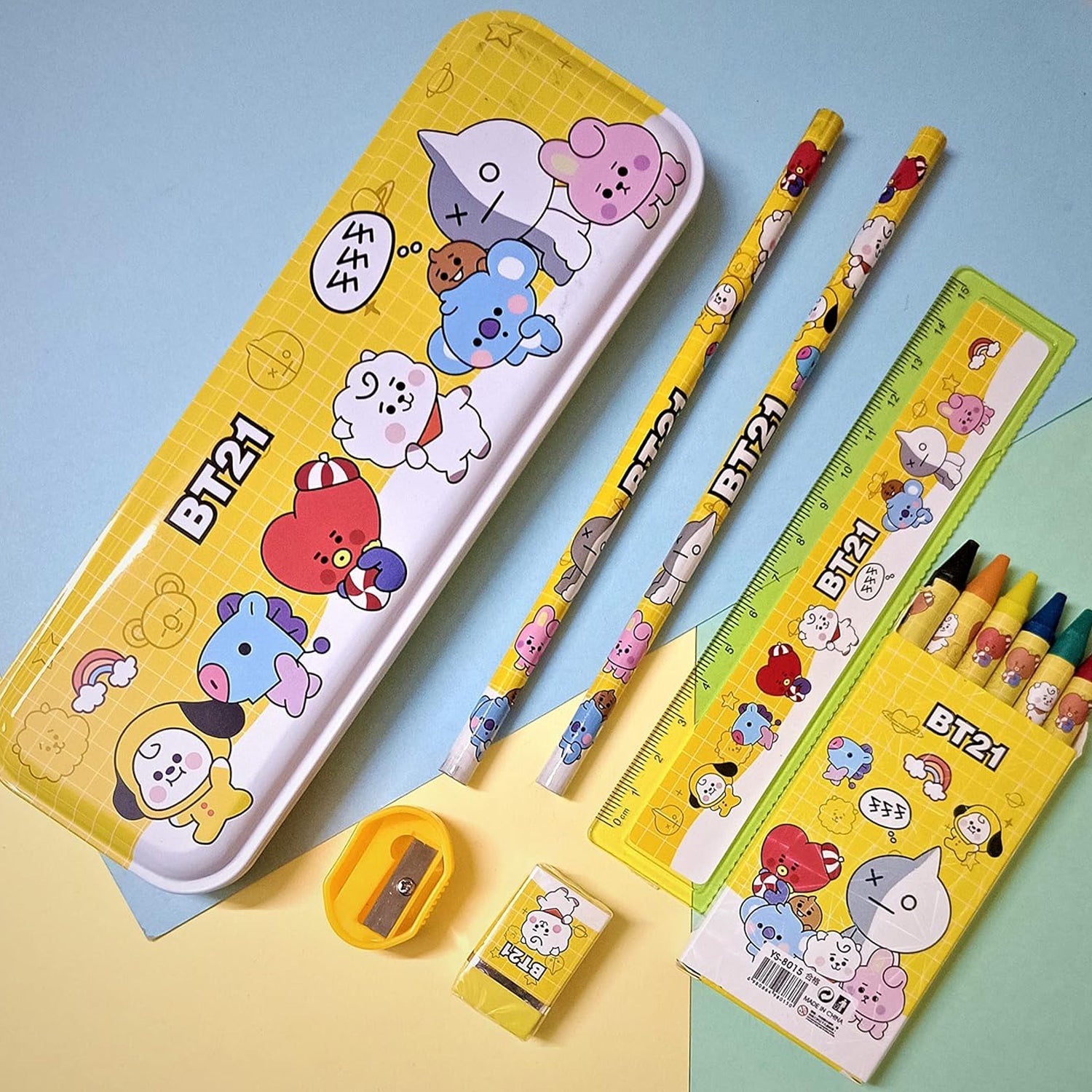 Stationery Kit for Kids - Stationery Set, Includes Metal Pencil Box, Sharpener, Pencil and Eraser Set, School Supply Set, Birthday Return Gift for Kids, Boys, Girls (12 pc Set)