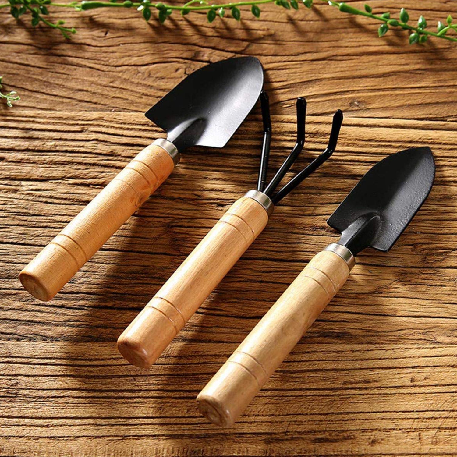 Small sized Hand Cultivator, Small Trowel, Garden Fork (Set of 3)