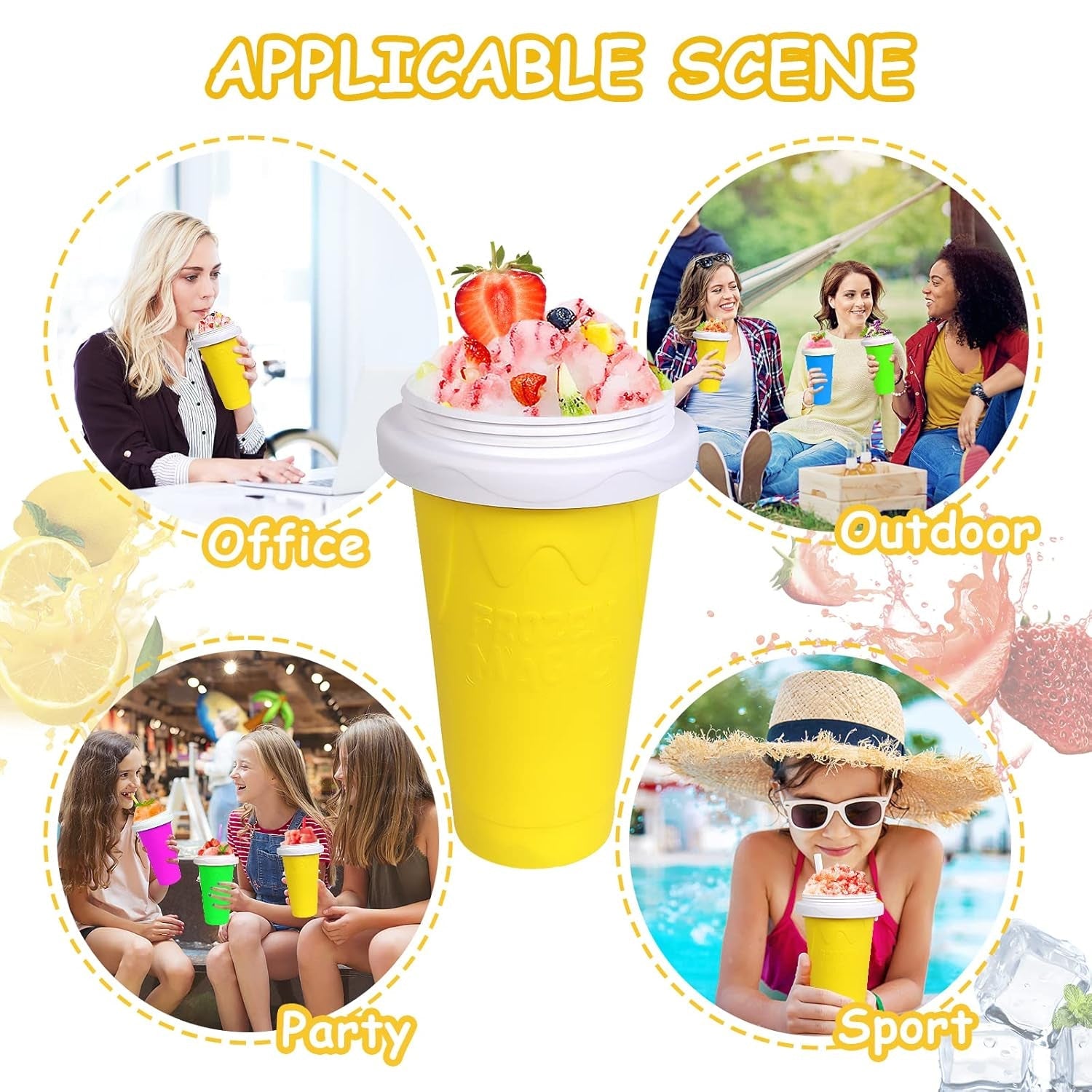 Smoothies Maker Cup, Magic Quick Frozen Smoothies Cup Cooling Cup Double Layer Squeeze Cup Slushy Maker (1 Pc)