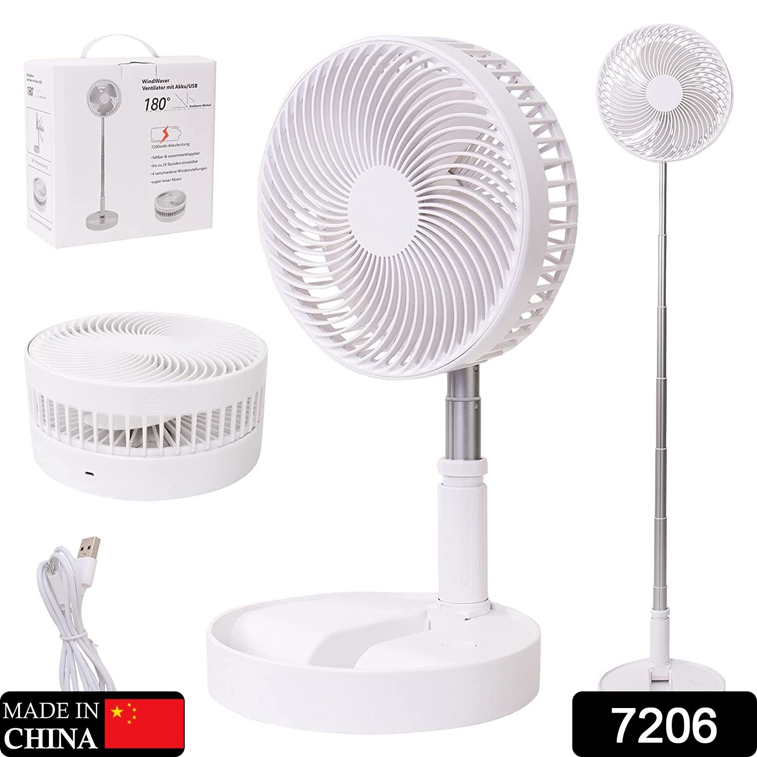 7206 TELESCOPIC ELECTRIC DESKTOP FAN, HEIGHT ADJUSTABLE, FOLDABLE & PORTABLE FOR TRAVEL/CARRY | SILENT TABLE TOP PERSONAL FAN FOR BEDSIDE, OFFICE TABLE 