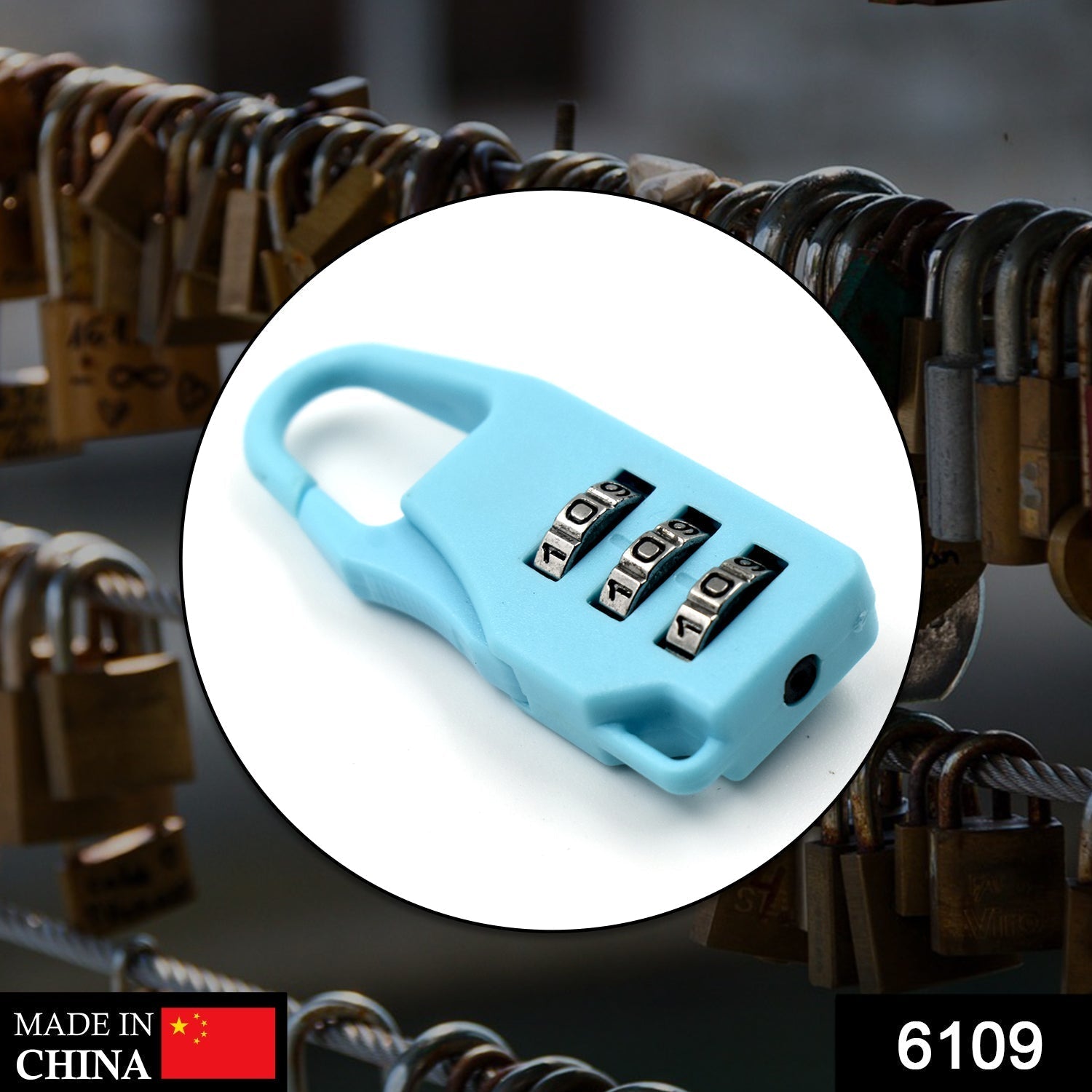 6109 3 Digit luggage Lock and tool used widely in all security purposes of luggage items and materials. 