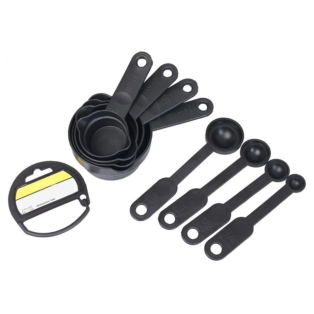 106 Plastic Measuring Cups and Spoons (8 Pcs, Black) MPS Traders