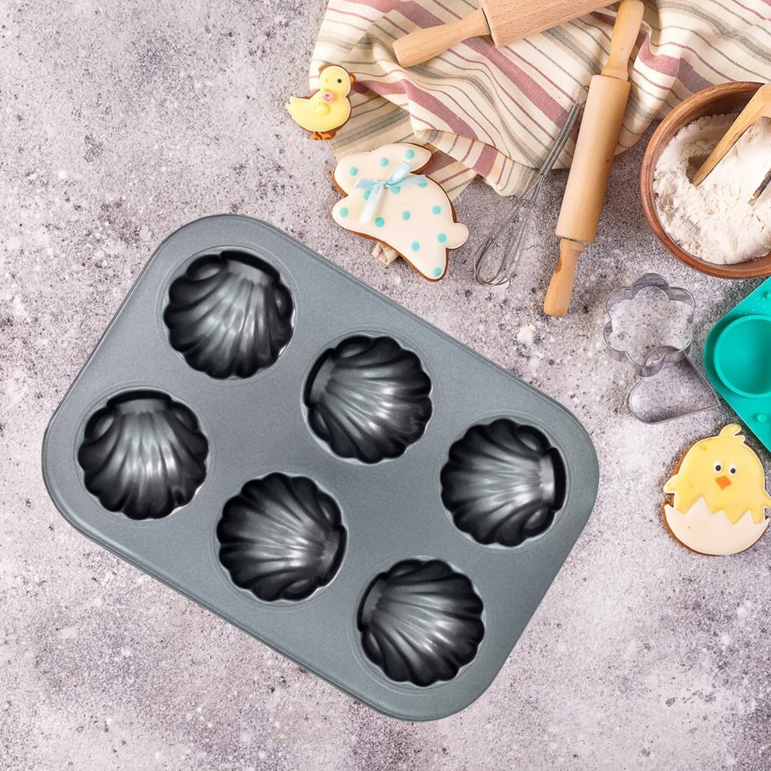 7076 6 slot Non-Stick Muffins Cupcake Pancake Baking Molds Tray 