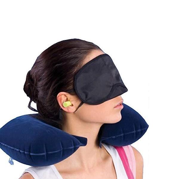 505 -3-in-1 Air Travel Kit with Pillow, Ear Buds & Eye Mask MPS Traders WITH BZ LOGO