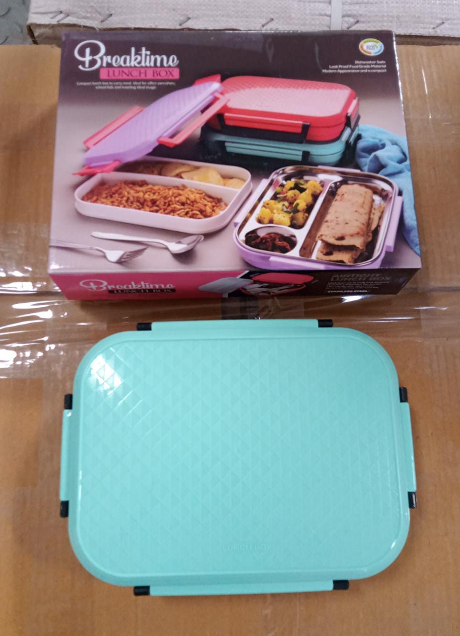 Break Time Lunch Box Steel Plate Multi Compartment Lunch Box Carry To All Type lunch In Lunch Box & Premium Quality Lunch Box ideal For Office , School Kids & Travelling Ideal