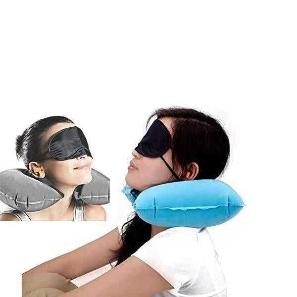 505 -3-in-1 Air Travel Kit with Pillow, Ear Buds & Eye Mask MPS Traders WITH BZ LOGO