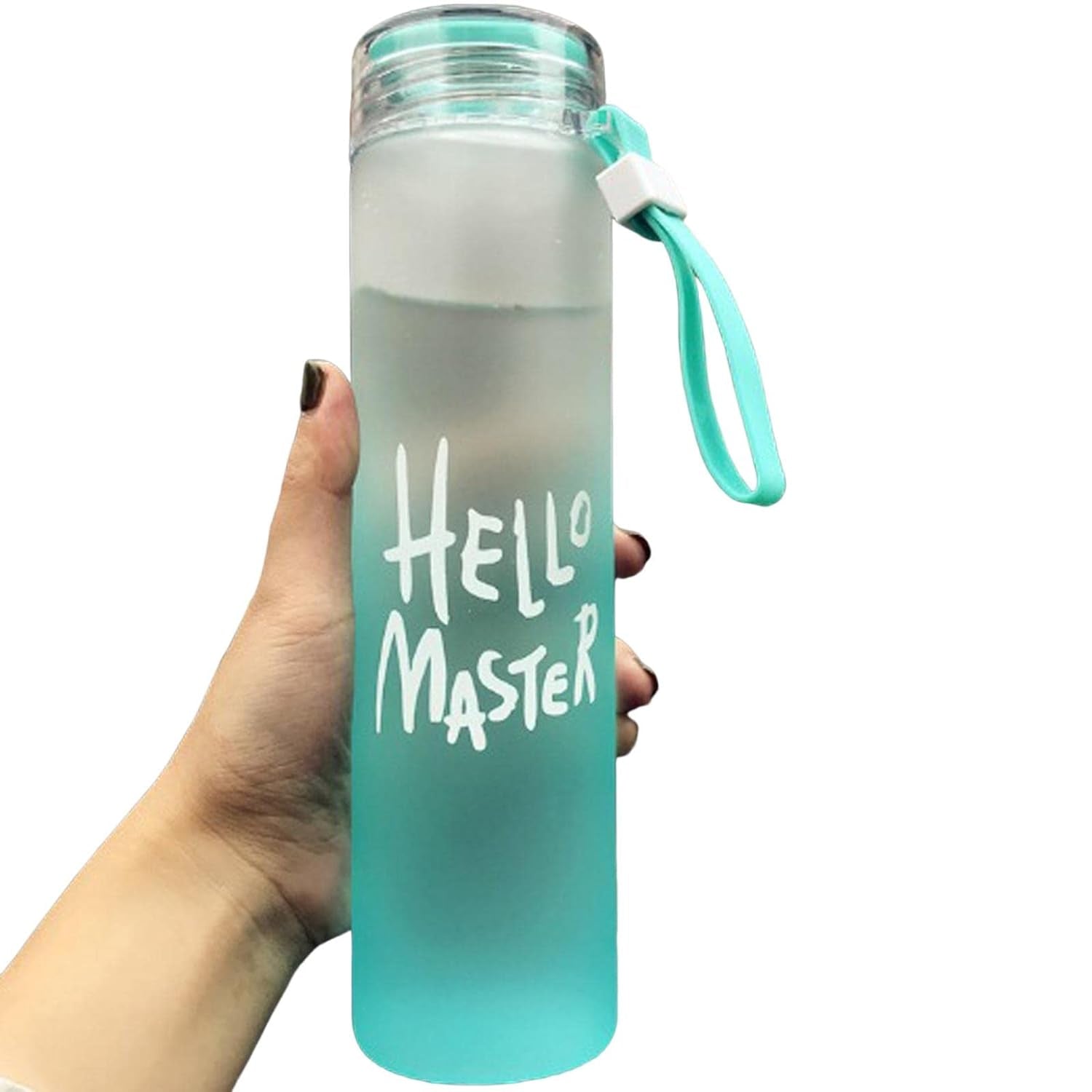 Motivational Glass Water Bottle Colorful potable Water Glass Bottle With Rubber Band, Daily Intake Hourly Water Bottle to Ensure You Drink Enough Water Throughout The Day Reusable Cycling Gym, Workout Fitness Bottle (480 ML)