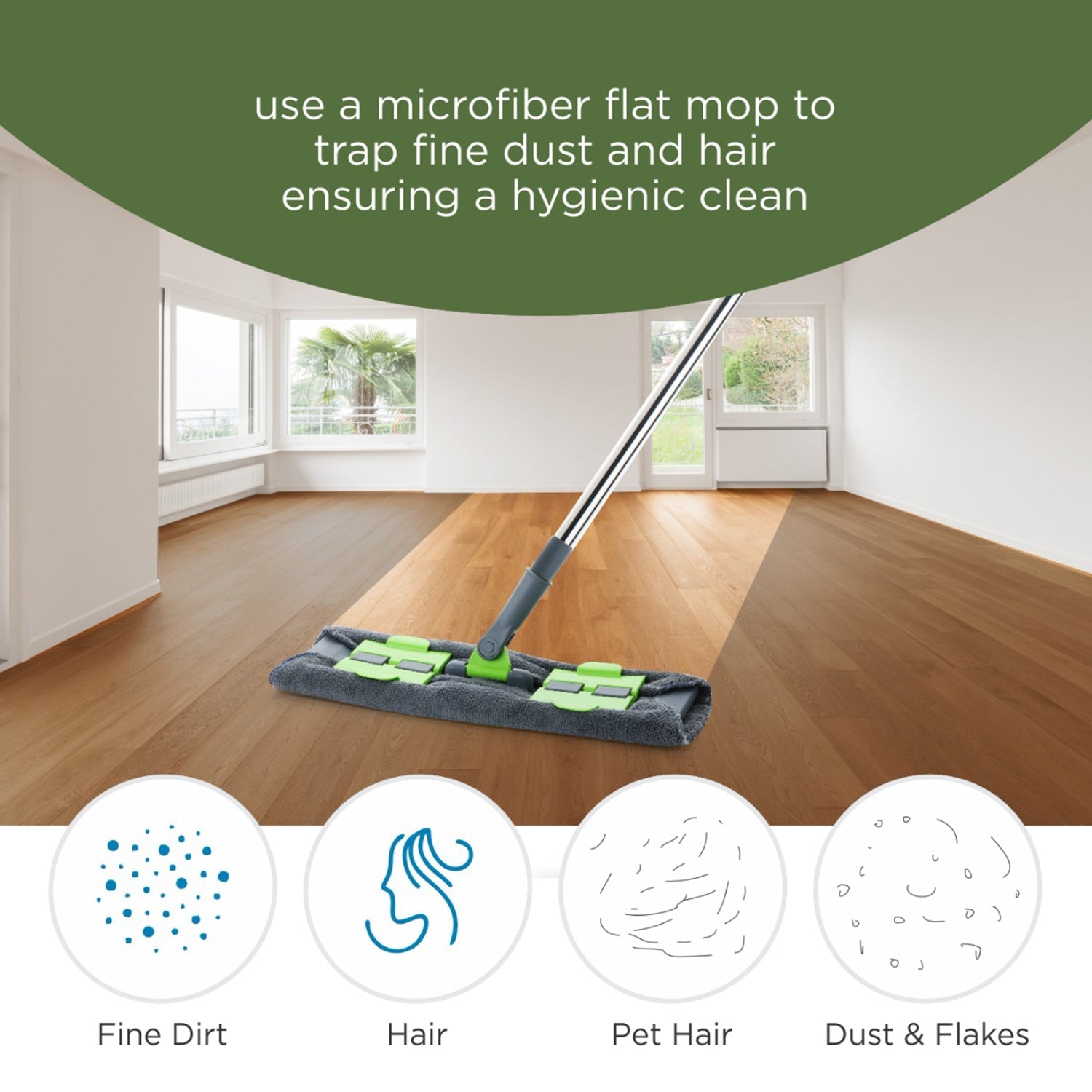 8710 Multipurpose Wet and Dry Cleaning Microfiber Flat MOP Floor Cleaning Mop with , 360 Degree Rotating Head and Telescopic Handle Steel Rod Long Handle Dry Mops, Standard (1 Piece, Multi-Colour) 