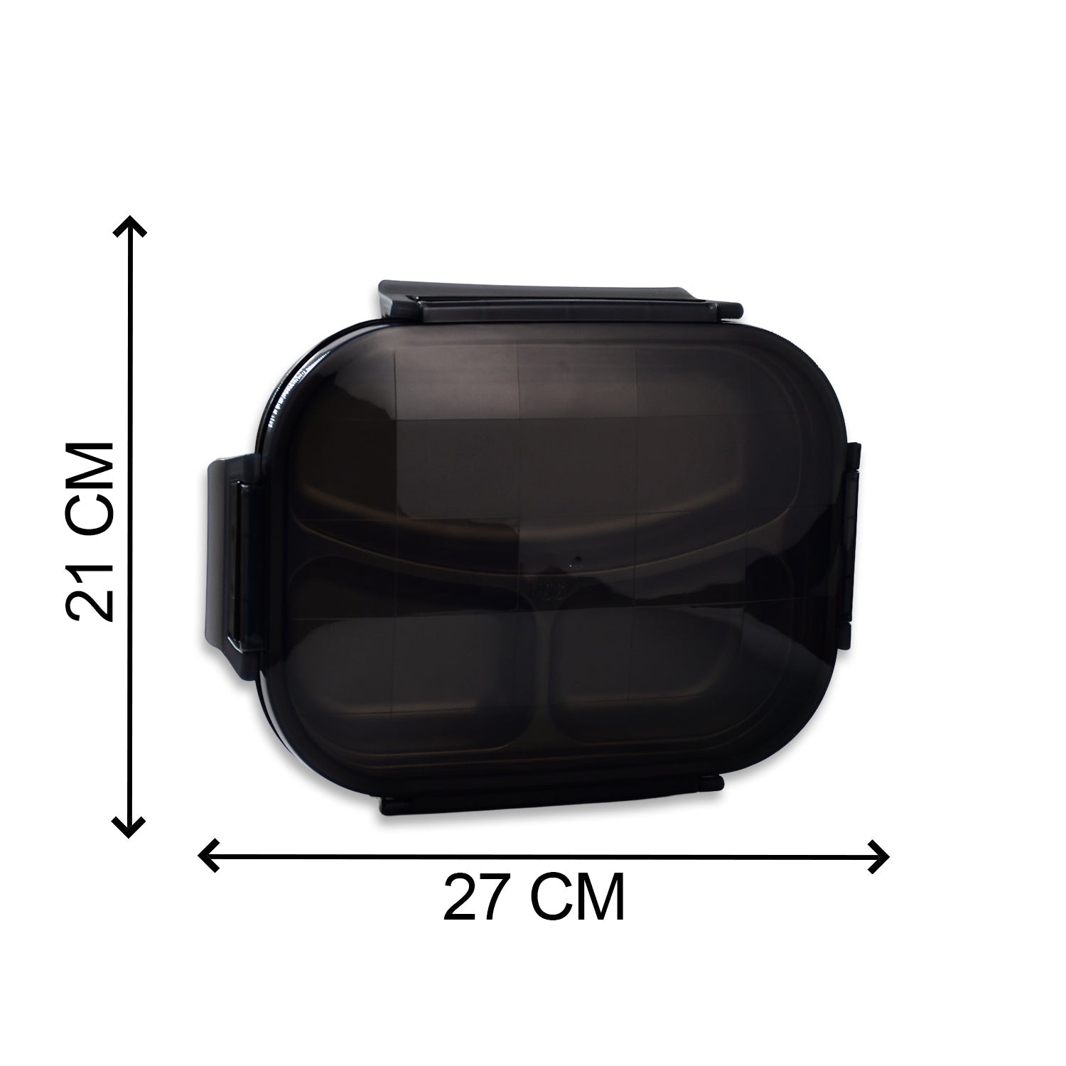 2976 Black Transparent Lunch Box for Kids and adults, Stainless Steel Lunch Box with 3 Compartments. 