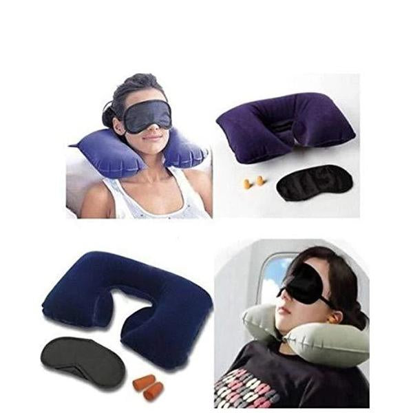 505 -3-in-1 Air Travel Kit with Pillow, Ear Buds & Eye Mask MPS Traders WITH BZ LOGO