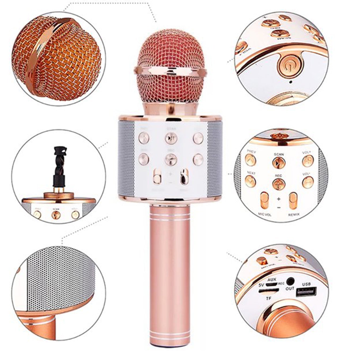 6438 Wireless Bluetooth Recording Condenser Handheld Microphone Bluetooth Speaker Audio Recording Karaoke with Mic (Multicolor 1 Pc) 