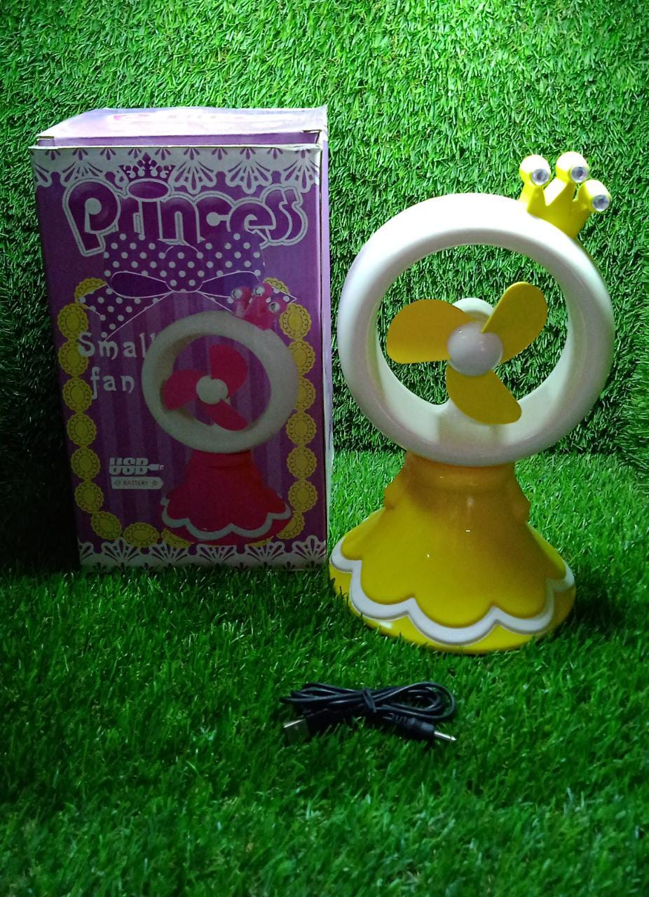 PRINCESS PORTABLE FAN BRIGHT COLOR DESKTOP OFFICE USB & BATTRY OPERATE FAN (Battery Not Include)