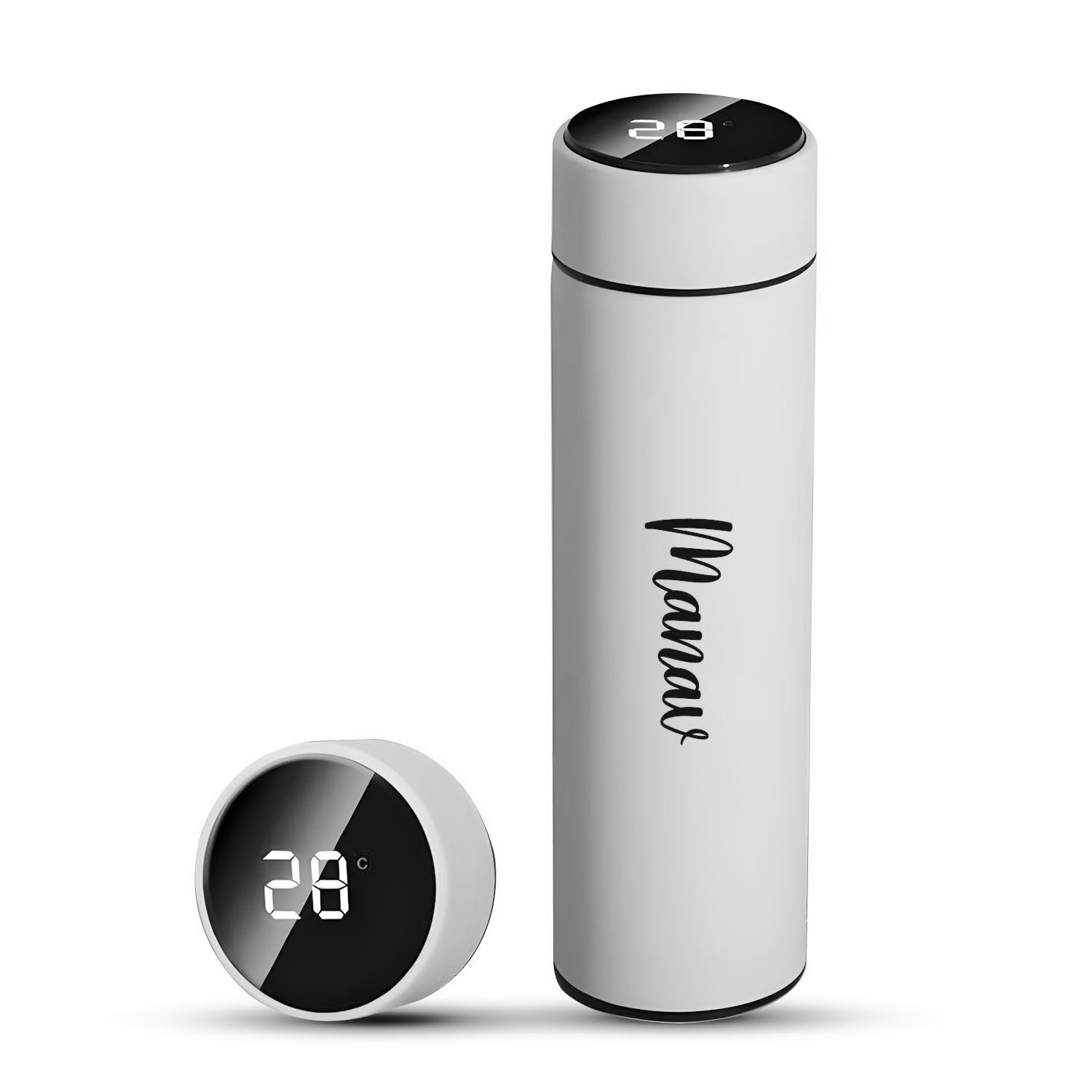 Customized/Personalized Stainless Steel Smart Water Bottle with Smart LCD Temperature Touch | Gifting Custom Name Water Bottle | Gifts for Boyfriend/Girlfriend/Employee | 500ML