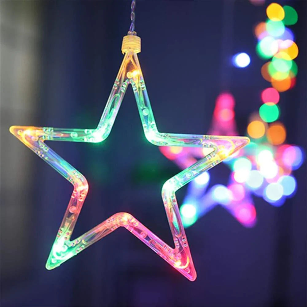 12 Stars LED Curtain String Lights with 8 Flashing Modes for Home Decoration, Diwali & Wedding LED Christmas Light Indoor and Outdoor Light ,Festival Decoration (Multicolor)