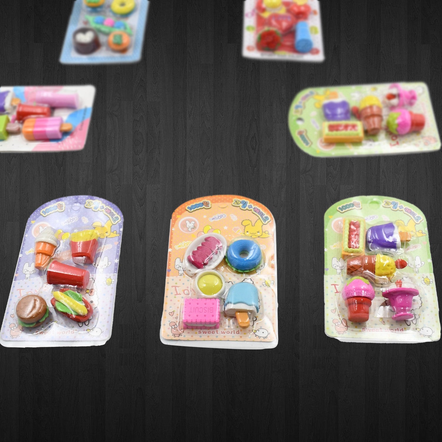 Mix Design 1Set Fancy & Stylish Colorful Erasers for Children Different Designs & Mix, Eraser Set for Return Gift, Birthday Party, School Prize (1Set)