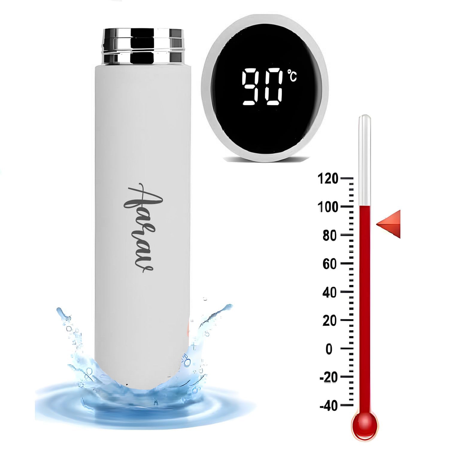 Customized/Personalized Stainless Steel Smart Water Bottle with Smart LCD Temperature Touch | Gifting Custom Name Water Bottle | Gifts for Boyfriend/Girlfriend/Employee | 500ML