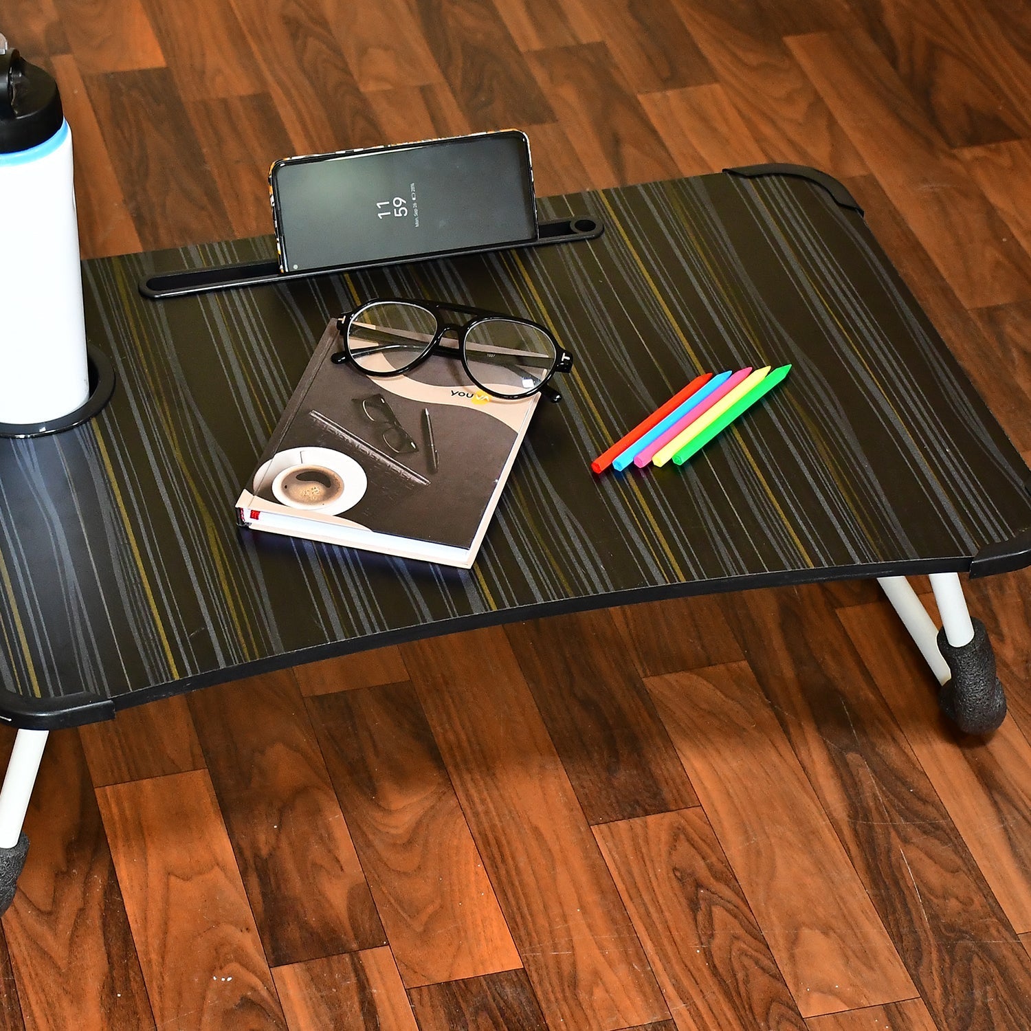 4989 Laptop Table Foldable Portable Notebook Bed Lap Desk Tray Stand Reading Holder with Coffee Cup Slot for Breakfast, Reading & Movie Watching. 