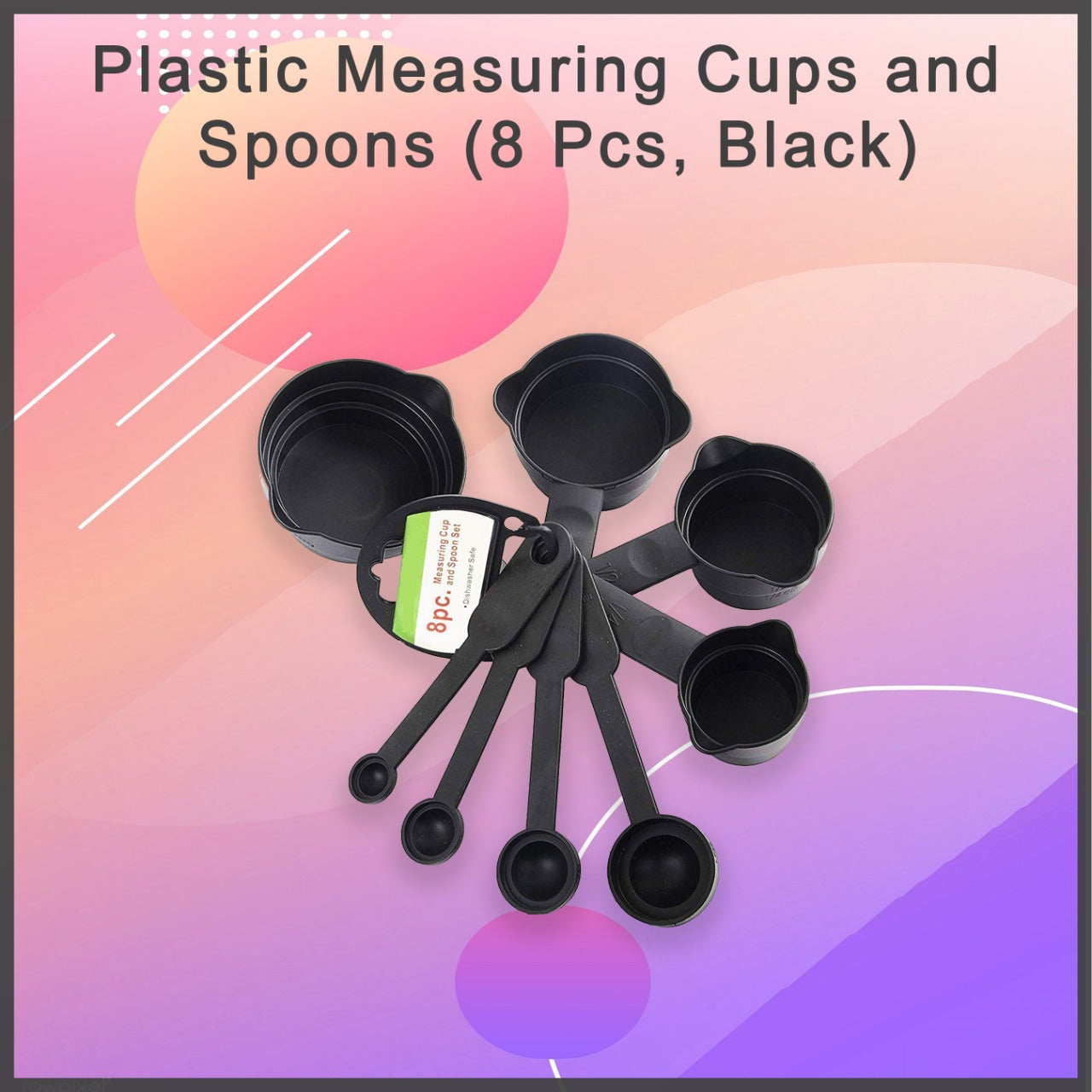 106 Plastic Measuring Cups and Spoons (8 Pcs, Black) MPS Traders