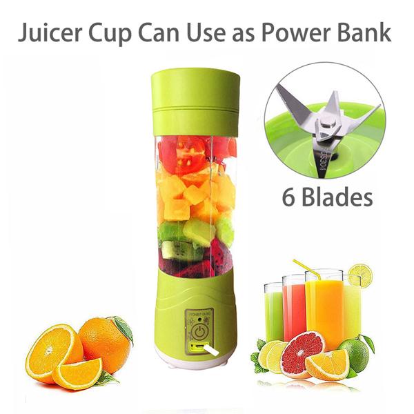 Multi-Purpose Portable USB Electric Juicer 6-Blades, Protein Shaker, Blender Mixer Cup (380 ML)